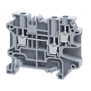 CY4/3, Проходная клемма, 3 точки подключения, тип фиксации провода: винтовой, номинальное сечение: 4 мм кв., 32A, 1000V, ширина: 6 мм, цвет: серый, тип монтажа: DIN35