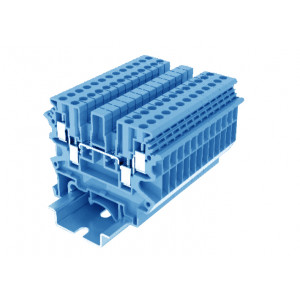 Проходная клемма 303942, Проходная клемма, UK2.5, 4 точки подключения, тип фиксации провода: винтовой, номинальное сечение: 2,5 мм кв., 24A, 500V, ширина: 5,2 мм, цвет: синий, тип монтажа: DIN 35