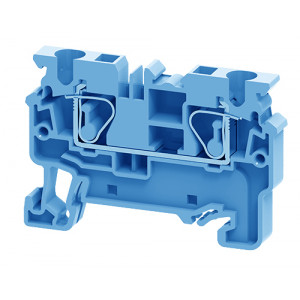 CX4BU, Проходная клемма, тип фиксации провода: пружинный, номинальное сечение: 4 мм кв., 32A, 1000V, ширина: 6 мм, цвет: синий, тип монтажа: DIN35