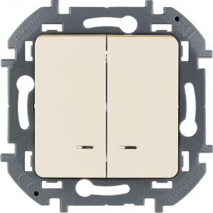 Выключатель 2-кл. Inspiria 10А IP20 250В 10AX с подсветкой/индикацией механизм сл. кость Leg 673631