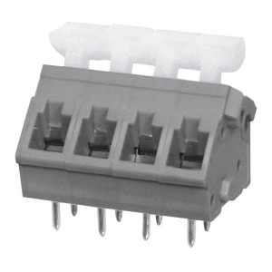 TBL005A-500-04GY-2WT, Фиксированные клеммные колодки Terminal block, screwless, 5.00, 45 , 4, Gray w White Button