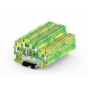 Этажная клемма TPD2.5-2-PE, Этажная заземляющая клемма, тип фиксации провода: push-in, номинальное сечение: 2,5 мм кв., ширина: 5,2 мм, цвет: желто-зеленый, тип монтажа: DIN 35