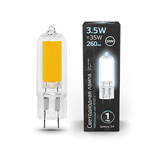 Лампа LED G4 AC220-240V 3.5W 4100K Glass 1/10/200 107807203