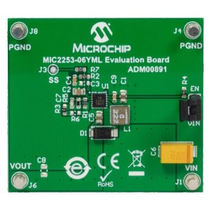 ADM00891, Средства разработки интегральных схем (ИС) управления питанием MIC2253 3.5A 1MHz Boost Reg Eval Board