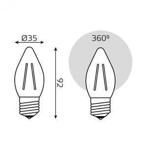 Лампа Filament Свеча 11W 830lm 4100К Е27 LED 1/10/50 103802211