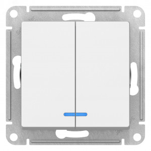 Выключатель 2-кл. AtlasDesign (сх. 5а) 10AX с подсветкой механизм лотос SE ATN001353