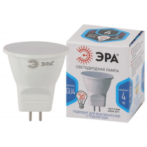 Лампочка светодиодная STD LED MR11-4W-840-GU4 GU4 4Вт софит нейтральный белый свет Б0049066