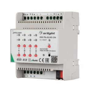 INTELLIGENT ARLIGHT Контроллер штор KNX-704-BLIND-DIN (230V, 4x6A) (INTELLIGENT ARLIGHT, Пластик)