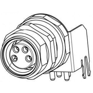 3-2172091-2, Цилиндрические метрические разъемы M8 FMLE PNLREAR 4POS PCBSTAND RASHLD