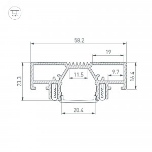 Профиль STRETCH-20-CEIL-D-CENTER-2000 WHITE 042948, Алюминиевый профиль SLOTT for ARLIGHT для монтажа натяжных потолков (центральная световая линия). Самонесущая конструкция для крепления натяжного потолка с пазом для установки светодиодной ленты. Для создания световых линий в натяжных потолках. Возможност