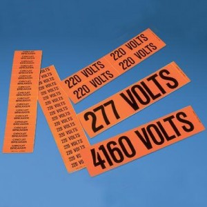 PCV-120BY, Маркировочные наклейки и втулки для проводов Voltage MKR Vinyl '120 VOLTS' 4.50