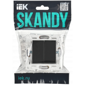 SKANDY Выключатель 2-клавишный проходной 10А SK-V05Bl черный IEK SK-V22-0-10-K02