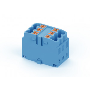 Проходной блок TPA2.5-6-BU, Проходной блок, 6 точкек подключения, тип фиксации провода: push-in, номинальное сечение: 2,5 мм кв., 24A, 450V, цвет: синий