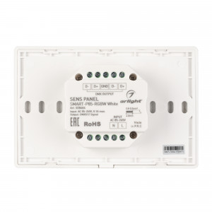 Панель Sens SMART-P85-RGBW White (230V, 4 зоны, 2.4G) 028404, Встраиваемая сенсорная панель 2.4 ГГц, цвет белый. Итальянский стандарт. Материал - стекло. Для управления RGBW источниками света (ШИМ), 4 зоны управления. Функция управления DMX512 устройствами. Питание/рабочее напряжение AC 85-265V. Габариты 120х80х37 м