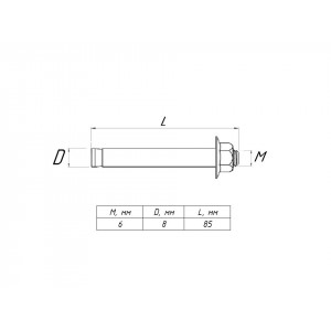 Болт анкерный с гайкой М6/8х85 abgm8x85