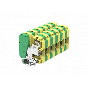 Заземляющая клемма 350903, Заземляющая клемма, UK35, тип фиксации провода: винтовой, номинальное сечение: 50 мм кв., ширина: 15 мм, цвет: желто-зеленый, тип монтажа: DIN 35