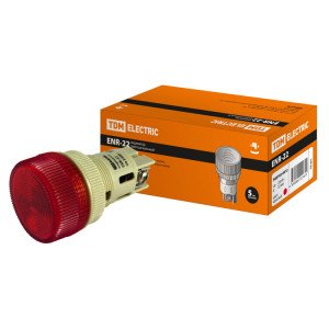Лампа ENR-22 сигнальная d22мм красный неон/230В цилиндр SQ0702-0012