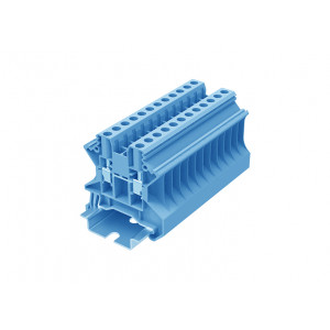 Проходная клемма TU4-2-BU, Проходная клемма, тип фиксации провода: винтовой, номинальное сечение: 4 мм кв., 32A, 1000V, ширина: 6,2 мм, цвет: синий, тип монтажа: DIN 35