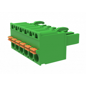 Розеточный разъем на кабель MC-RJT5.08H18P-0001, Розеточный разъем, прямой, на кабель, шаг: 5.08 мм, 18 полюсов, фиксация провода Push-In исполнение: стандартное, 320V, 12A, цвет: зеленый