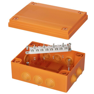 Коробка пластиковая FS с кабельными вводами и клеммниками, IP55, 150х110х70 мм, 12р, 450V, 6A, 4 мм2 FSB211204