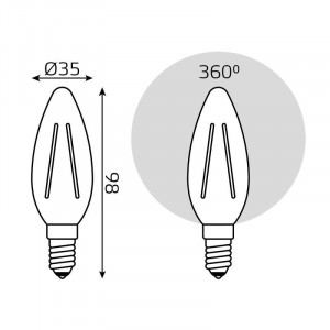 Лампа светодиодная филаментная Black Filament 7Вт свеча 2700К тепл. бел. E14 550лм 103801107