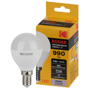 Лампочка светодиодная LED KODAK P45-11W-865-E14 E14 / Е14 11Вт шар холодный дневной свет Б0057619