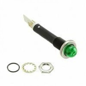 75R-2212T, Световые панельные индикаторы Round PMI .375in. Neon 125V Tab Green