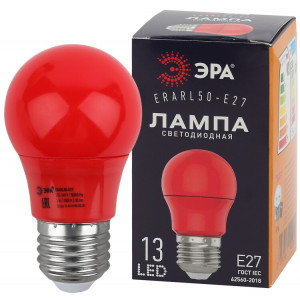 Лампочка светодиодная STD ERARL50-E27 E27 / Е27 3Вт груша красный для белт-лайт Б0049580