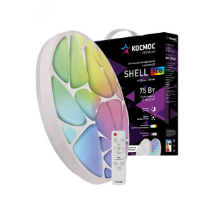 Светильник светодиодный PREMIUM SHELL RGB 75Вт 230В 3000-6500К 6000лм IP40 500х80мм настенно-потолоч.управляемый с пультом ДУ с RGB подсветкой КОСМОС KSShelRGB75W