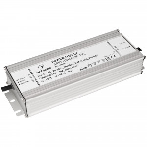 Блок питания ARPV-UH48480-PFC (48V, 10A, 480W) 031035, Источник напряжения с гальванической развязкой для светодиодных изделий. Входное напряжение 220-240 VAC. Выходные параметры: 48 В, 10 А, 480 Вт. Встроенный PFC >0,95. Герметичный алюминиевый корпус IP 67. Рабочая температура -40…+70C?. Габаритные размеры