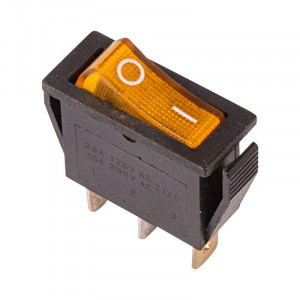 RWB-404 желтый, Выключатель клавишный с подсветкой ON-OFF (3c) 15А 250В