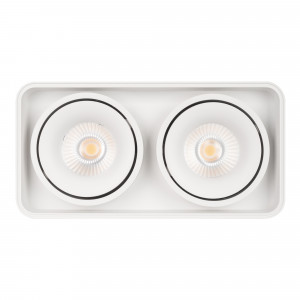 Светильник SP-CUBUS-S195x100-2x8W Warm3000 (WH, 45 deg, 230V) 036058, Накладной интерьерный светильник. Мощность 16 Вт, св. поток 1490 лм, 98 лм/Вт, теплый 3000 K, CRI>90, угол 45°, регулируемое направление луча 30°, напряжение питания 230 В. Белый квадратный корпус из алюминия, степень защиты IP20. Размер: длина 195 мм, ши