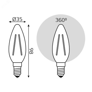 Лампа светодиодная филаментная Black Filament 5Вт свеча 4100К нейтр. бел. E14 450лм 103801205