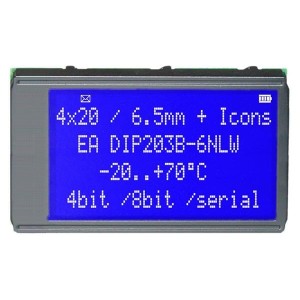 EA DIP203B-6NLW, Модули сивольных ЖК-дисплеев и комплектующие Blue/White Contrast White LED Backlight