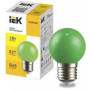 Лампа LED декор. G45 шар 1Вт 230В зеленый E27 LLE-G45-1-230-G-E27
