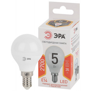 Лампочка светодиодная STD LED P45-5W-827-E14 E14 / Е14 5Вт шар теплый белый свет Б0028485