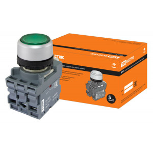 Кнопка MP1-21G(LED) в сборе d22мм/220В 1з+1р зеленая SQ0747-0014