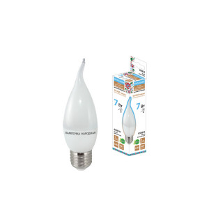 Лампа светодиодная WFС37-7 Вт-230 В -6500 К–E27 (свеча на ветру) Народная SQ0340-1548