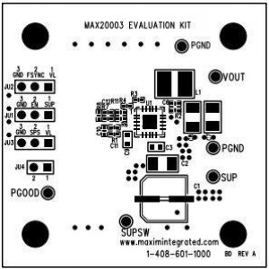 MAX20003EVKIT#, Средства разработки интегральных схем (ИС) управления питанием 36V, 220kHz to 2.2MHz, 3A Step-Down Converter with 15uA Operating Current EVKIT