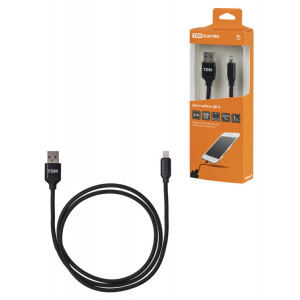 Дата-кабель, ДК 9, USB - Lightning, 1 м, тканевая оплетка, черный, SQ1810-0309