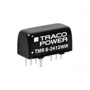 TMR 6-2413WIR, Преобразователи постоянного тока в постоянный с изоляцией 6W 9-36Vin 15Vout 400mA SIP8 Iso Reg