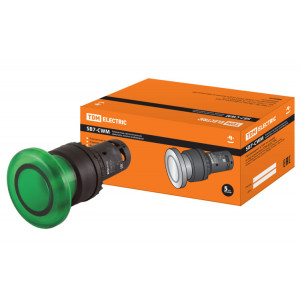 Кнопка грибовидная SB7-CWM31-24V(LED) d35мм 1з зеленая SQ0746-0050