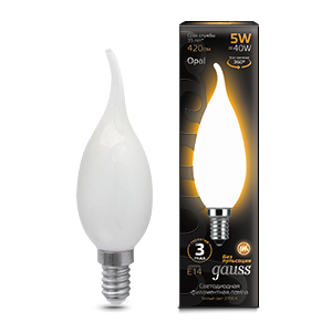 Лампа светодиодная филаментная Black Filament 5Вт свеча на ветру матовая 2700К тепл. бел. E14 420лм 104201105