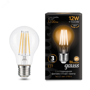 Лампа Filament А60 12W 1200lm 2700К Е27 LED 1/10/40 102902112