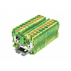 Заземляющая клемма TP10-2-PE, Заземляющая клемма, тип фиксации провода: push-in, номинальное сечение: 10 мм кв., ширина: 10,2 мм, цвет: желто-зеленый, тип монтажа: DIN 35