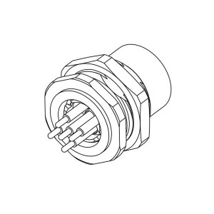 T4141512051-000, Цилиндрические метрические разъемы M12,REAR MOUNTING FEMALE,D CODE,5P