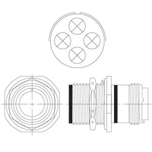 PKB07RFC36-5P, Круговой мил / технические характеристики соединителя 4 Contact Size 0 JamNut Receptacles