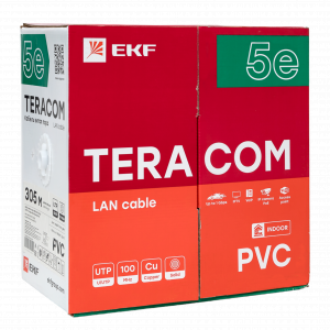 Кабель витая пара U/UTP кат.5E 4 пары solid PVC сер. TERACOM TRC-5EUTP-04PVC-GY-IN3