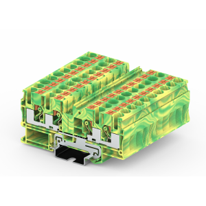 Заземляющая клемма TP6-4-PE, Заземляющая клемма, 4 точки подключения, тип фиксации провода: push-in, номинальное сечение: 6 мм кв., ширина: 8,2 мм, цвет: желто-зеленый, тип монтажа: DIN 35