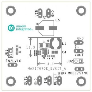 MAX17670EEVKIT#, Средства разработки интегральных схем (ИС) управления питанием 4V-60V input, 3.3V, 150mA Output, Synchronous Step-Down Regulator with Integrated 3V, 50mA Ouput Low-Noise LDO